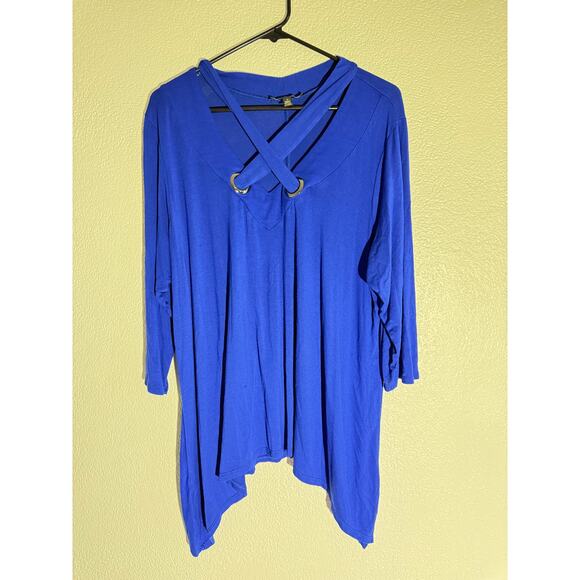 Cable & Gauge Blue Asymmetrical Tunic — 1X - Picture 1 of 4